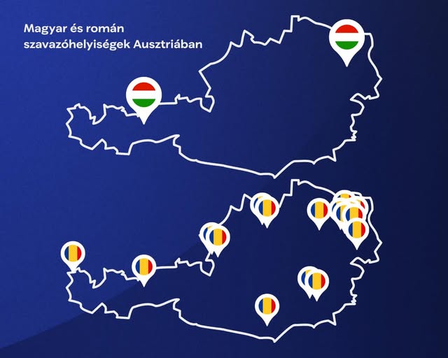 Szavazó hhelyek térképe Ausztria 